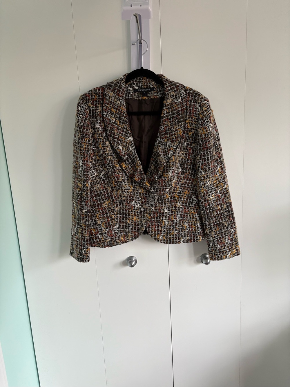 Insight Women's Tweed Cropped Blazer Jacket - Brown Multi